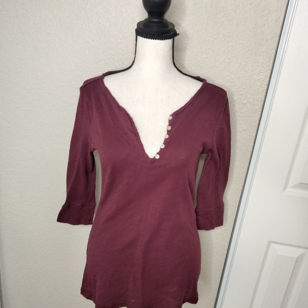 GAP Red Fitted 3/4 Sleeve Blouse